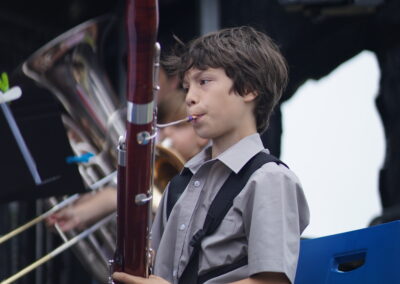 A KHS pupil plays the basoon on stage at the summer concert.