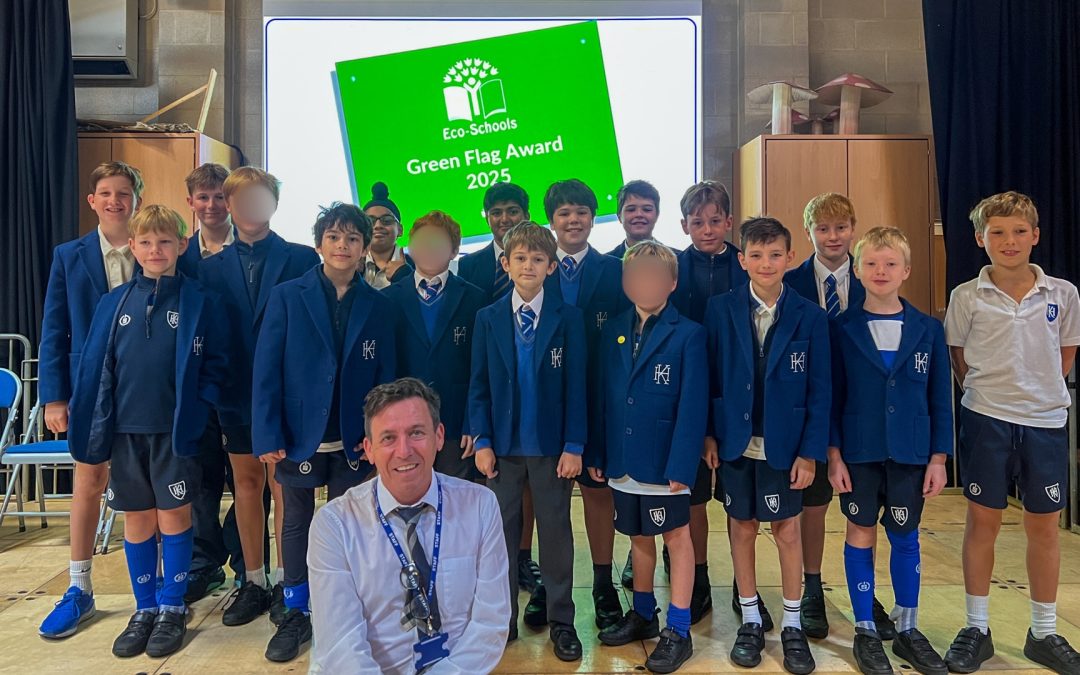 Eco Warrior Students with teacher getting an award.